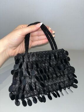 Black Beaded Sequin Mini Handbag